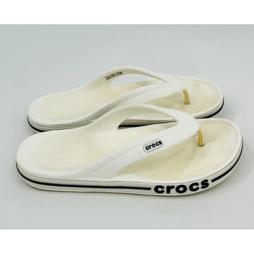 Crocs Shoes Bayaband Flip Flops White Lightweight Sport Sandals Mens 7 Womens 9